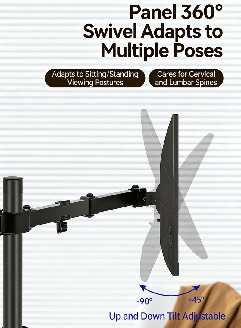 WEMART Dual Monitor Arm Desk Mount for 10-32 inch Screens, Heavy Duty Double Monitor Stand Holds up to 22 lbs per Arm, Fully Adjustable Gas Spring VESA Mount with 2.95" Extra Wide C-Clamp - Image 5